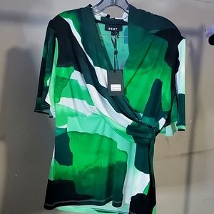 Ladies DNKY Green and White Blouse